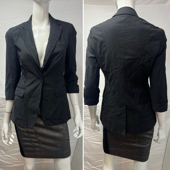 Bebe Women's 4/6 Black Stretch Blazer Jacket & Pencil Skirt Suit Small - Picture 1 of 7